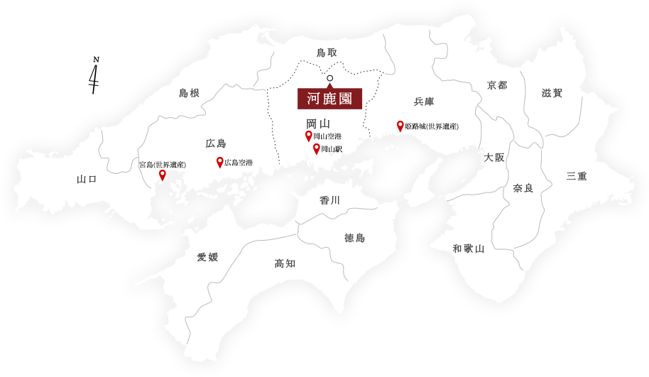 奥津温泉の広域地図